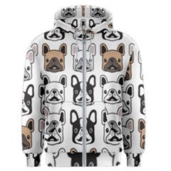 Dog French Bulldog Seamless Pattern Face Head Men s Zipper Hoodie by Pakemis