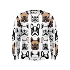 Dog French Bulldog Seamless Pattern Face Head Kids  Sweatshirt by Pakemis