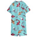 Pattern-with-koi-fishes Kids  Boyleg Half Suit Swimwear View2