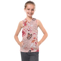 Beautiful-seamless-spring-pattern-with-roses-peony-orchid-succulents Kids  Sleeveless Hoodie by Pakemis