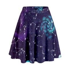 Realistic-night-sky-poster-with-constellations High Waist Skirt