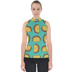 Taco-drawing-background-mexican-fast-food-pattern Mock Neck Shell Top by Pakemis