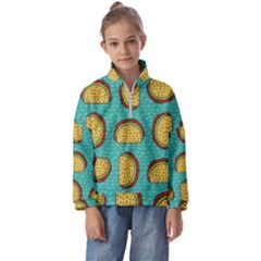 Taco-drawing-background-mexican-fast-food-pattern Kids  Half Zip Hoodie by Pakemis