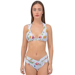 Fruit Summer Vitamin Watercolor Double Strap Halter Bikini Set