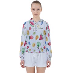 Fruit Summer Vitamin Watercolor Women s Tie Up Sweat