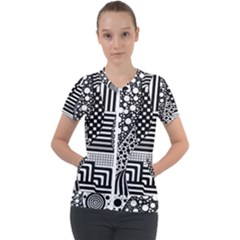 Black And White Short Sleeve Zip Up Jacket by gasi