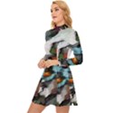 Abstract art Long Sleeve Velour Longline Dress View2