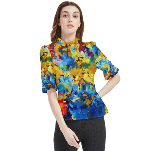 Abstract Art Frill Neck Blouse by gasi