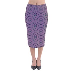 Kaleidoscope Scottish Violet Velvet Midi Pencil Skirt by Mazipoodles