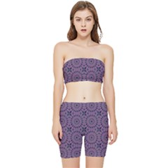 Kaleidoscope Scottish Violet Stretch Shorts And Tube Top Set by Mazipoodles