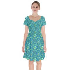 Kaleidoscope Jericho Jade Short Sleeve Bardot Dress by Mazipoodles