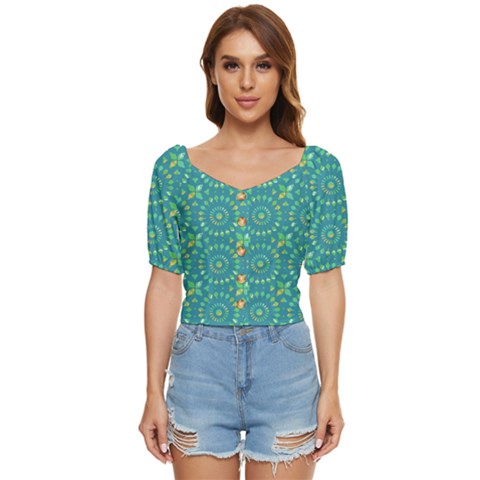 Kaleidoscope Jericho Jade Button Up Blouse by Mazipoodles