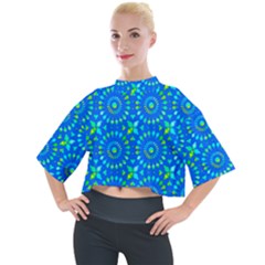 Kaleidoscope Blue Mock Neck Tee by Mazipoodles