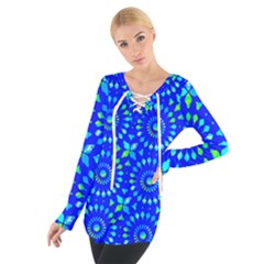 Kaleidoscope Royal Blue Tie Up Tee by Mazipoodles