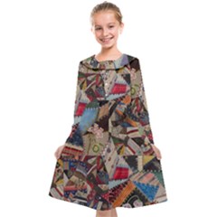 Background Embroidery Pattern Stitches Abstract Kids  Midi Sailor Dress by Uceng