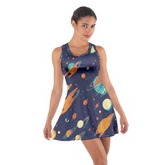 Space Galaxy Planet Universe Stars Night Fantasy Cotton Racerback Dress by Uceng