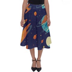 Space Galaxy Planet Universe Stars Night Fantasy Perfect Length Midi Skirt by Uceng