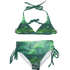 River Forest Woods Nature Rocks Japan Fantasy Kids  Classic Bikini Set by Uceng