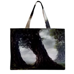 Trees Forest Woods Drawing Fantasy Dream Zipper Mini Tote Bag by Uceng