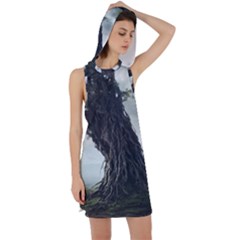 Trees Forest Woods Drawing Fantasy Dream Racer Back Hoodie Dress by Uceng