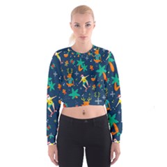 Colorful Funny Christmas Pattern Cropped Sweatshirt