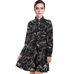 Xeno Frenzy Long Sleeve Chiffon Shirt Dress by MRNStudios