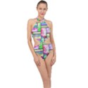 Colorful pattern Halter Side Cut Swimsuit View1