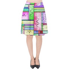 Colorful Pattern Velvet High Waist Skirt by gasi