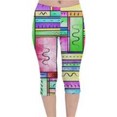 Colorful Pattern Velvet Capri Leggings  by gasi