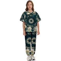 Fractal Glowing Kaleidoscope Wallpaper Art Design Kids  Tee And Pants Sports Set by Pakemis