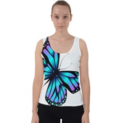 Blue And Pink Butterfly Illustration, Monarch Butterfly Cartoon Blue, Cartoon Blue Butterfly Free Pn Velvet Tank Top by asedoi