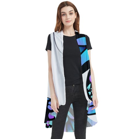 Blue And Pink Butterfly Illustration, Monarch Butterfly Cartoon Blue, Cartoon Blue Butterfly Free Pn Sleeveless Chiffon Waistcoat Shirt by asedoi