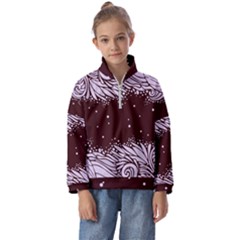 Ornamental Leaves Wallpaper Plants Kids  Half Zip Hoodie by Ravend