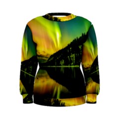 Scenic View Of Aurora Borealis Stretching Over A Lake At Night Women s Sweatshirt by danenraven