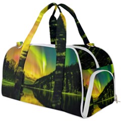 Scenic View Of Aurora Borealis Stretching Over A Lake At Night Burner Gym Duffel Bag