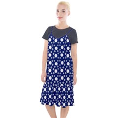 White Circles Blue Camis Fishtail Dress