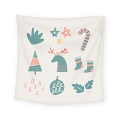 Reindeer Stars Socks Stick Candy Cane Square Tapestry (small) by artworkshop