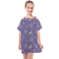 Seamless Pattern Floral Background Violet Background Kids  One Piece Chiffon Dress