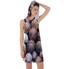 Snail Shells Pattern Arianta Arbustorum Racer Back Hoodie Dress by artworkshop