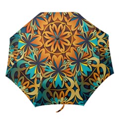 Orange, Turquoise And Blue Pattern  Folding Umbrellas by Sobalvarro