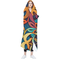 Orange, Turquoise And Blue Pattern  Wearable Blanket by Sobalvarro