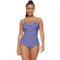 Vertical Striped Ornate Seamless Pattern Retro Full Coverage Swimsuit by dflcprintsclothing