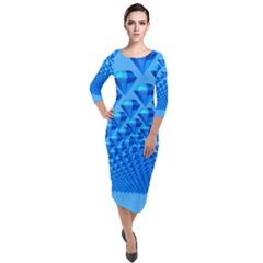 Diamond Pattern Quarter Sleeve Midi Velour Bodycon Dress by Sparkle