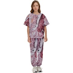 Cora; Abstraction Kids  Tee And Pants Sports Set by kaleidomarblingart