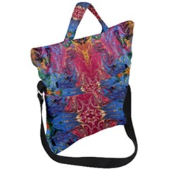 Firey Repeats I Fold Over Handle Tote Bag by kaleidomarblingart