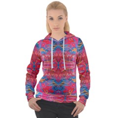 Red Swirls Repeats Iii Women s Overhead Hoodie by kaleidomarblingart