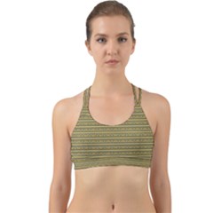 Golden Striped Decorative Pattern Back Web Sports Bra by dflcprintsclothing