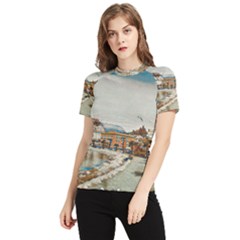 Birds And People On Lake Garda Women s Short Sleeve Rash Guard by ConteMonfrey