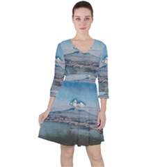 Napoli - Vesuvio Quarter Sleeve Ruffle Waist Dress by ConteMonfrey