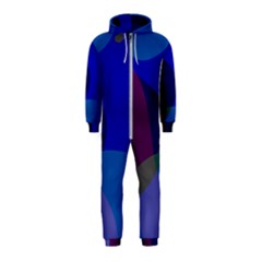 Blue Abstract 1118 - Groovy Blue And Purple Art Hooded Jumpsuit (kids) by KorokStudios